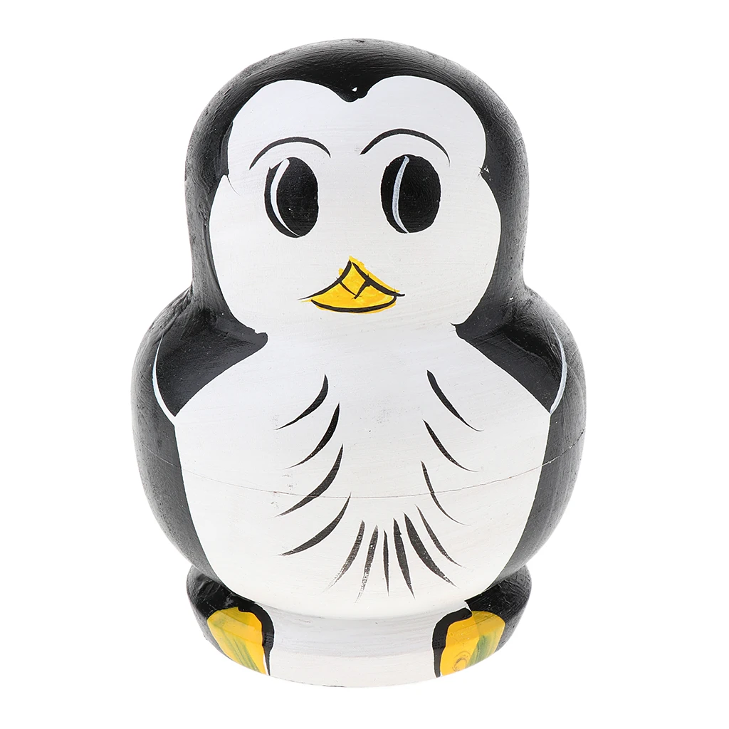 

10pcs Handmade Wooden Penguin Russian Nesting Dolls Matryoshka Wooden Toys
