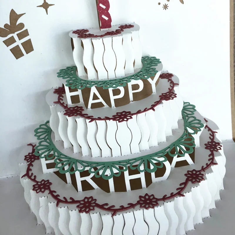  1pcs Birthday Gift Cake Card Pop Up 3D Greeting Cards With Envelope Post Card Invitation Handcrafte - 32805244988