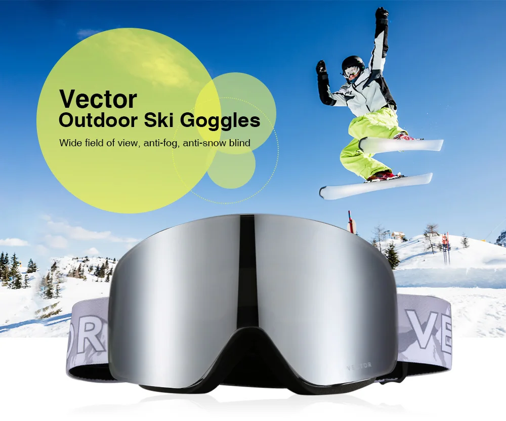 vector Outdoor Ski Goggles Double-layer Lens TPU Frame Anti-fog Glasses