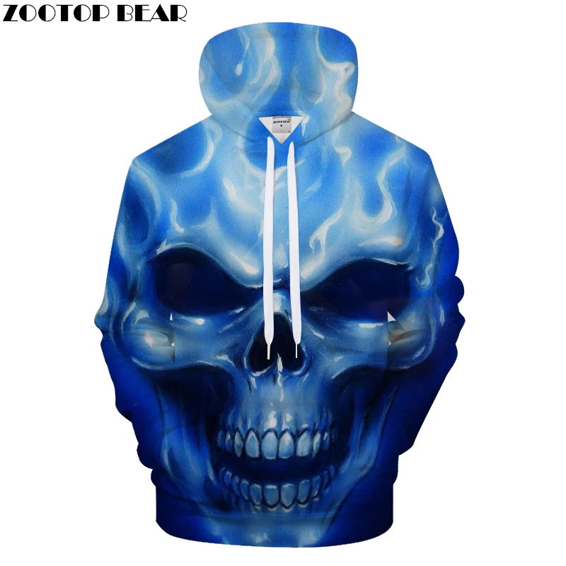 Blue Skull Men 3D Hoodie Groot Hoody Print Tracksuit Casual Sweatshirt Long Sleeve Coat Streatwear Pullover DropShip ZOOTOPBEAR