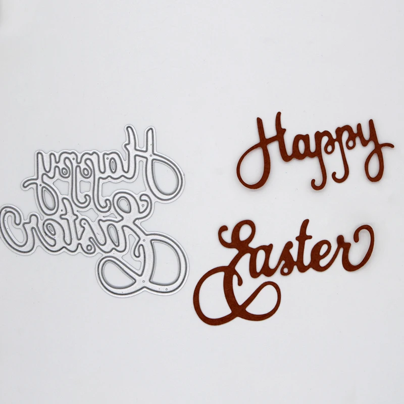 

Word'Happy Easter' Metal Cutting Dies Scrapbooking Album Decoration Embossing Paper Card Craft 72*65 mm