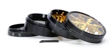 Wholesale  Lightning Pattern Grinder 4 Levels 2.5'' Aluminum Clear Top Herb Grinder (gold) Tobacco Spice Crusher Miller