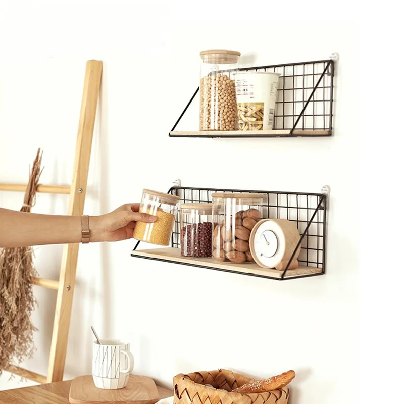 Kitchen Organizer Iron Storage Rack Home Decor With Hook Simple Wall