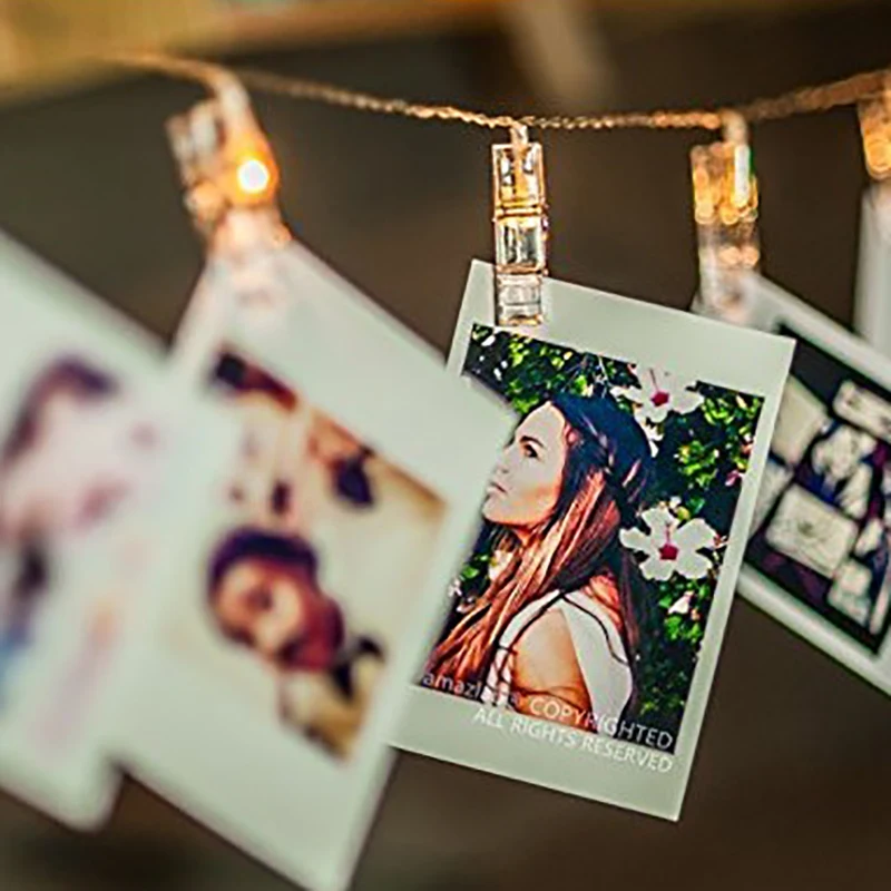 10pcs LED String Lights w photo clips 1 6M Battery Operated LED for Holiday Wedding Party