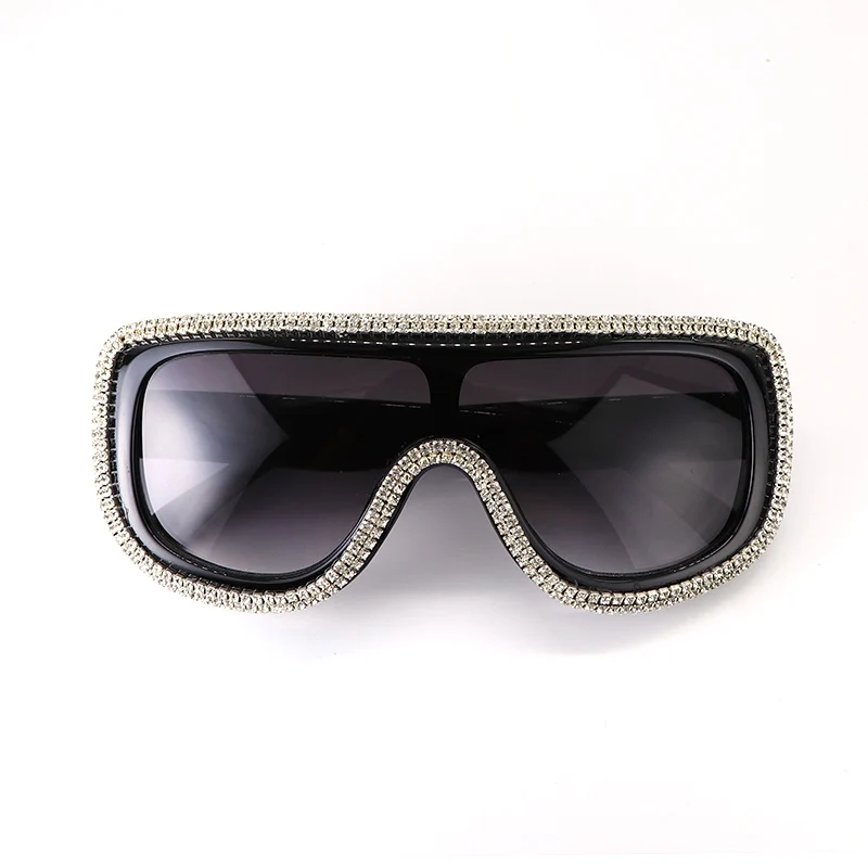 

Diamond Crystal Oversized Sunglasses Women Designer Brand Big one lens Sun Glasses Female uv400