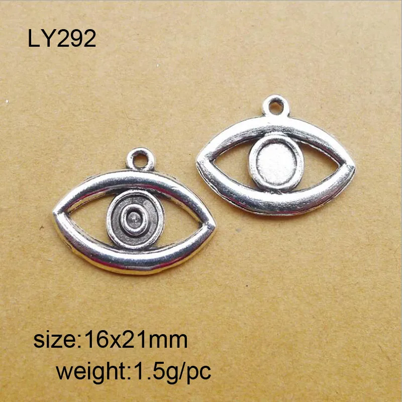 50pcs/lot 16x21mm Antique Silver Zinc Alloy Eye Charms Pendant For