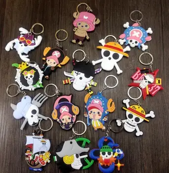 

New 50 pcs Mix Japanese anime ONE PIECE Double Sided PVC Key Chains Bag Pendant Children For Best Gift Free Shipping PK-99