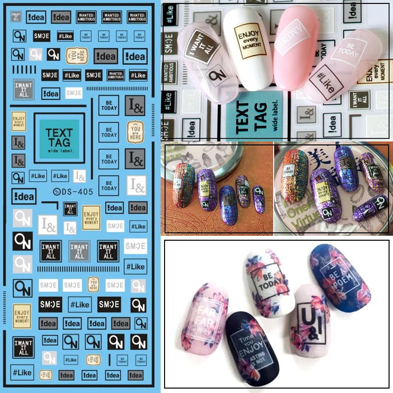 

Special Sign Slogan Stickers 3D Letter Words Full Alphanumeric Seal Cover Letter Pattern Design Nail Water Decal Stickers DS405
