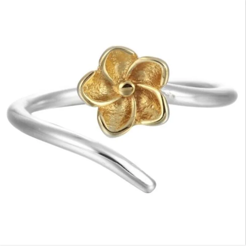 LULU-PIG 925 Silver Classicfashion Bauhinia Open Ring Split Color Electroplated Bloom R0087 | Украшения и аксессуары