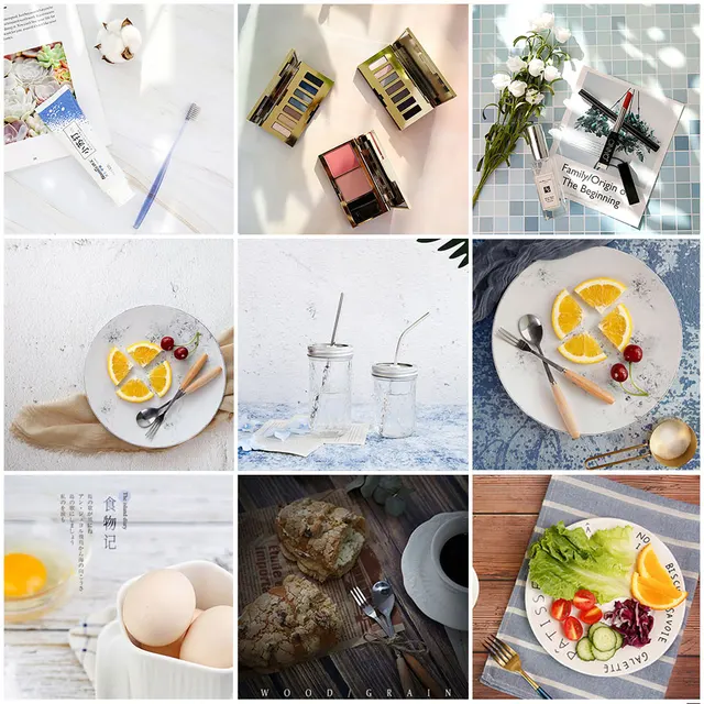US $6.58 INS Background Board Simulation Woodgrain Cement Marble Texture Tabletop Shooting Photography Backd