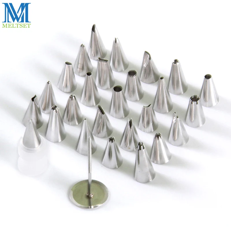 26pcs/Set Pastry Bag Nozzles Stainless Steel Icing Piping Nozzles With
