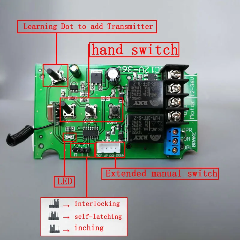 DC12V24V36VMOTOR удаленный беспроводной контроллер переключатель разворот линейный привод Электрический занавес/экран Гараж Открытый ход ограничен