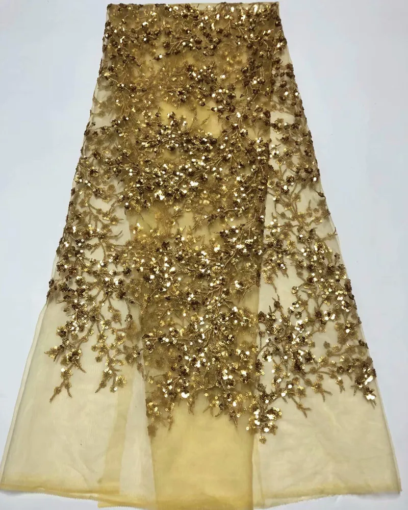 

2018 high quality sequence French Nigerian sequins net African tulle mesh sequence lace fabric for dress 5yards/lot RL103103
