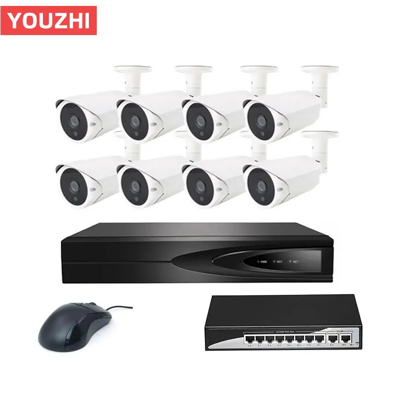 

8 channels 2MP poe switch system surveillance 1080p camera nvr cctv kit
