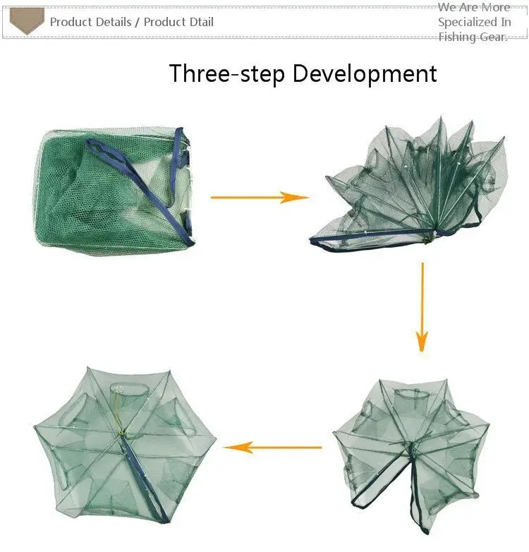 6-16 отверстие сложенная рыболовная сеть креветка клетка нейлон Ловушка рыболовная сеть Клетка Краб приманки литая сетка литая Складная рыболовная сеть