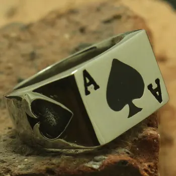 

Cool 316L Stainless Steel Polishing Poker Ace Good Party Ring Gift For Friend Free Shipping