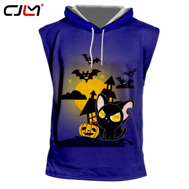 CJLM Happy Halloween Man Funny Vest 3D Printed Bat Pumpkin Men's Animal