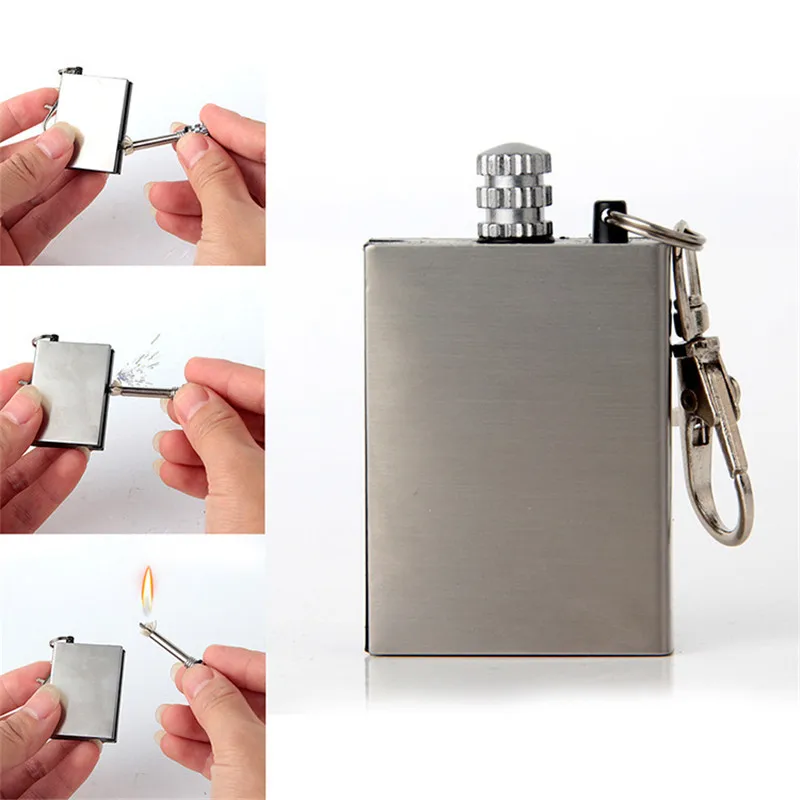 

60Pcs/Pack Creative Stainless Portable Bottle Shaped Survival Tool Flint Fire Starter Matches Lighter Kit for Outdoor NO OIL