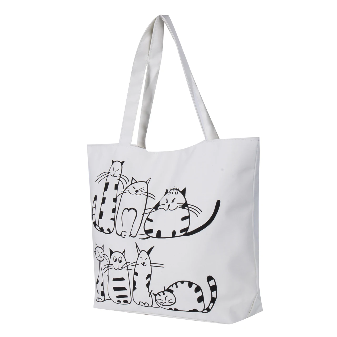  Women Canvas Handbag cartoon Cat Printed Shoulder bag Female Large Capacity Ladies Beach Bag Women  - 32828877407