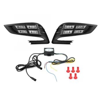

1 Pair 3-Color Car Daytime Running DRL Light Turn Signal LED Fog Lamp Cover for Buick Encore 2017-2018 For Auto