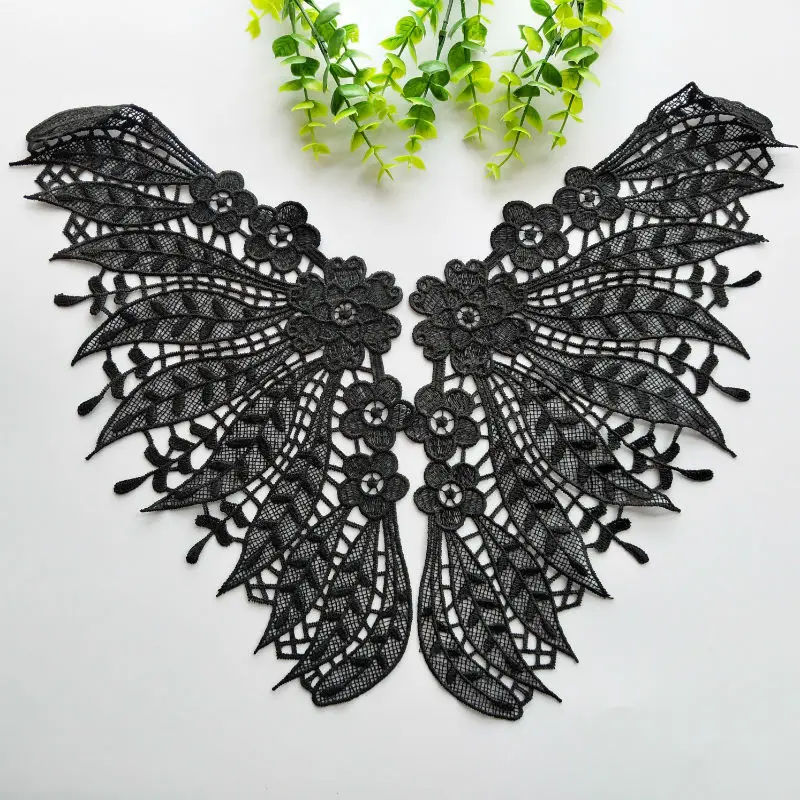 

1pair Collar Applique Embroidered Sew on Lace Patches For Clothes Skirt Fashion Sticker Diy Decoration Repair High Quality