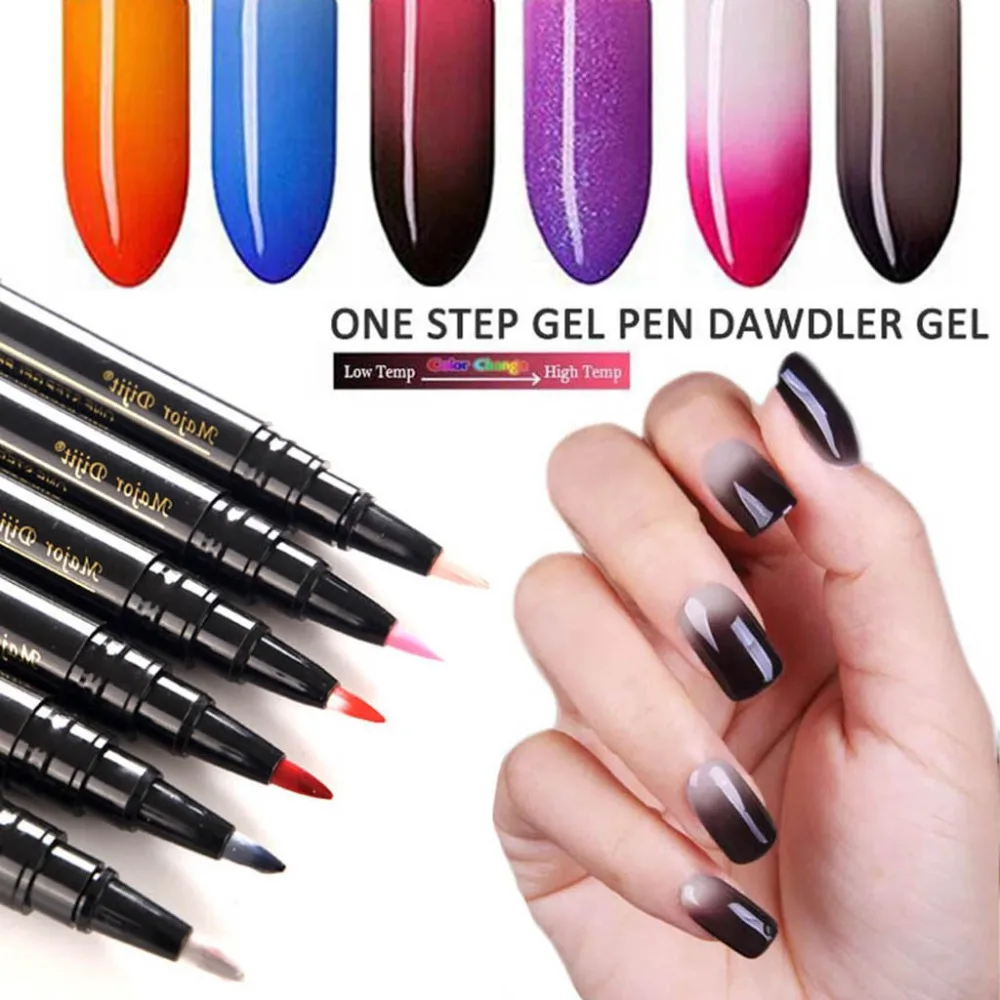 

Major 3 In 1 Step Gel Nail Polish Pen One Step Nail To Use UV Temperature Change Gel Polish Brush for Nails Art Decorations #T