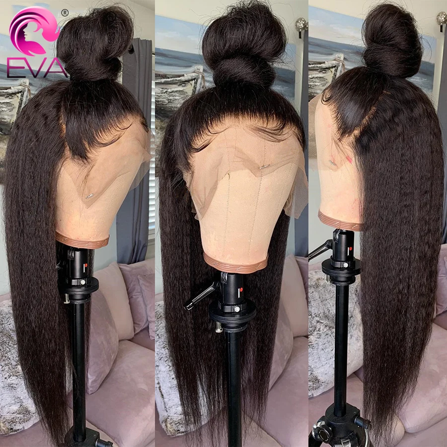 EVA 360 Lace Frontal Wig Pre Plucked With Baby Hair Brazilian Yaki Straight Lace Front Human Hair W