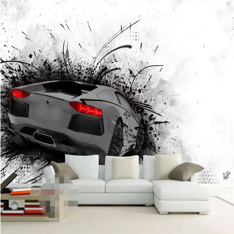 

beibehang wall decor paper 3D Super car stereo room wall restaurant cafe Youle wall covering murals-3d wall paper home decor