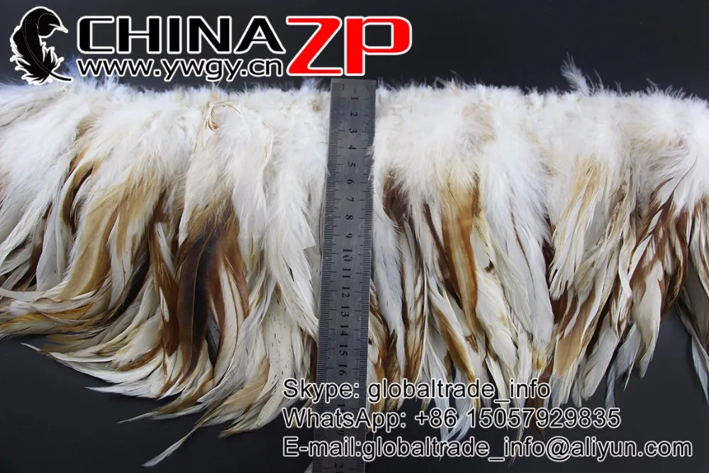 NATURAL BEIGE Strung Rooster Schlappen Feathers (6)