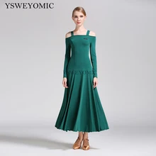 Темно-зеленое 7 цветов Высокое качество вальс бальное платье Стандартный длинный рукав практика Дешевые Бальные платья для женщин S9008