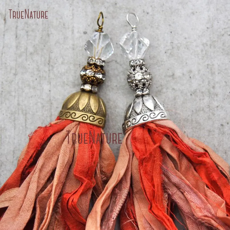 20180303-PM10559- Earth Orange Shades Sari Silk Tassel Pendant_5