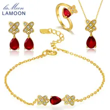 Новинка, ювелирные наборы из настоящего серебра 925 пробы, красный рубин, натуральный драгоценный камень, хорошее ювелирное изделие для женщин, свадебный подарок, V043-1