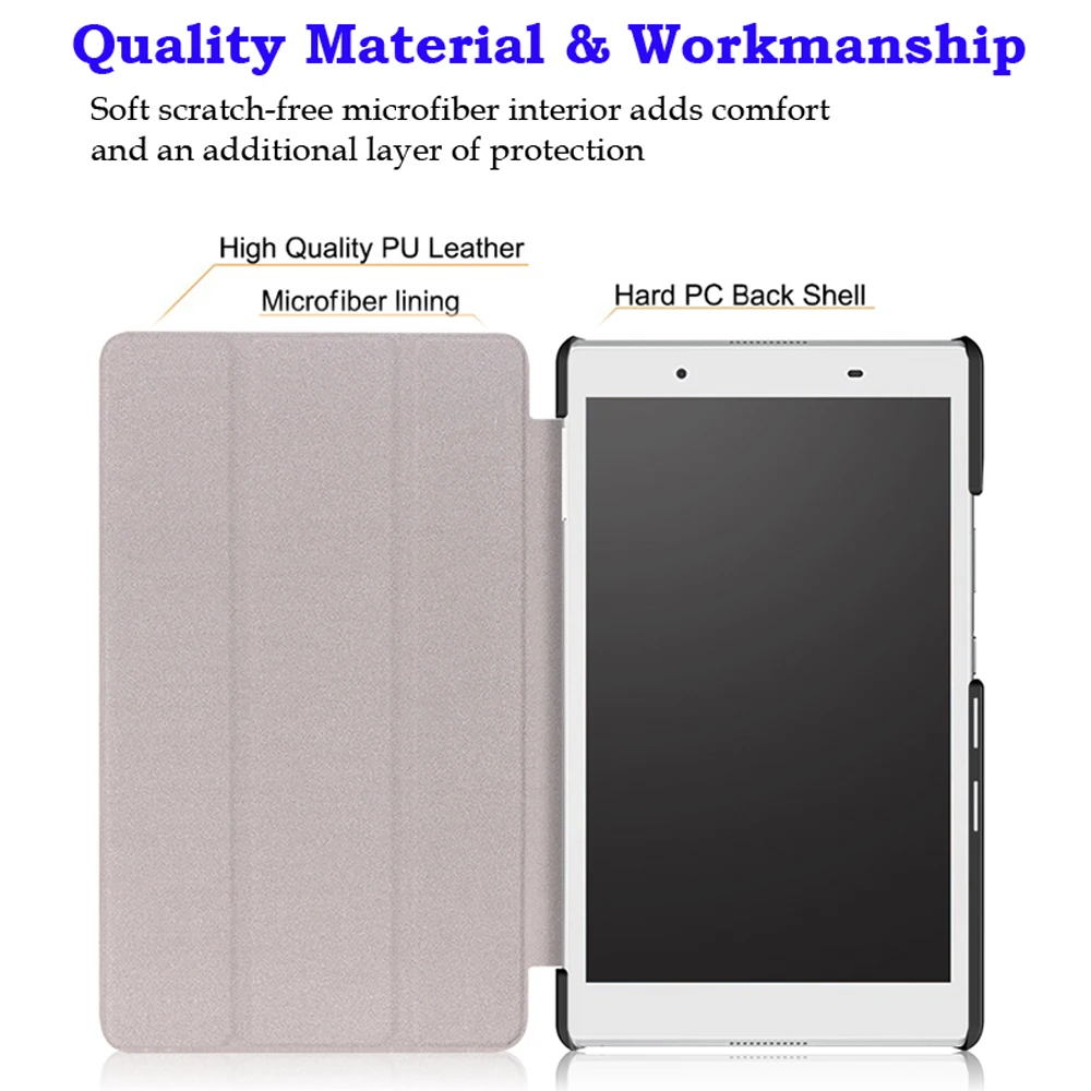 PU Leather Cover for Lenovo Tab4 Tab 4 8 8504 TB-8504x 8504F 8504N 8inch Tablet Flip Magnet Smart Case Funda+Film+Pen