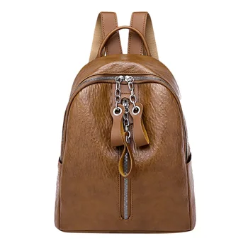 

2019 Summer Women's Fashion Solid Color Zipper Solid Backpack Multi-Functional Practical Backpack Bag Versatile Soft mochilas #7