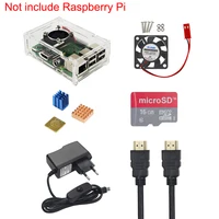 Raspberry Pi 3 B+ Starter Kit Acrylic Case + 16 G SD Card + Power Adapter + Fan + Heat Sink support Raspberry Pi 3 Model B+ B