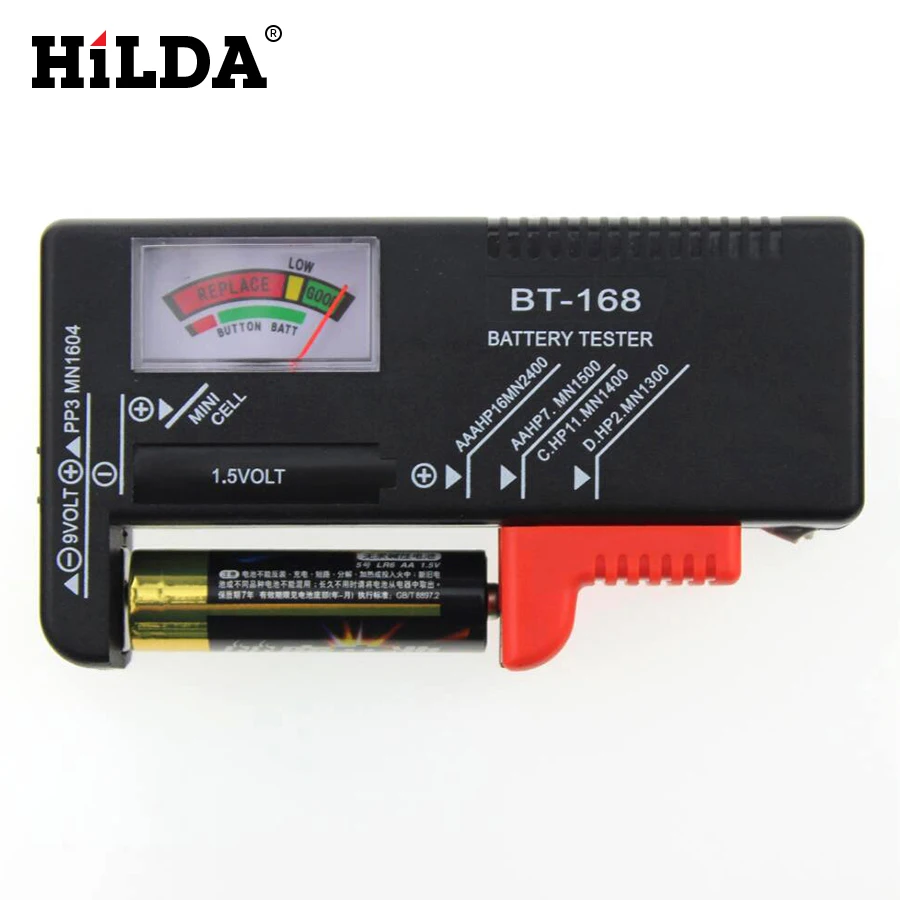 

HILDA Portable And Easy-to-read Universal Digital Battery Tester Volt Checker Multiple Size Battery Capacity Tester
