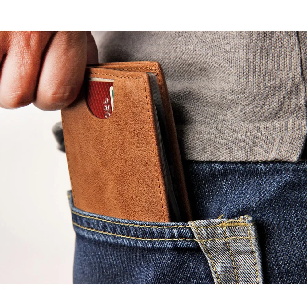 leatherfocus RFID Bloquant Purse Money Clip Hommes Longue portefeuille en cuir 