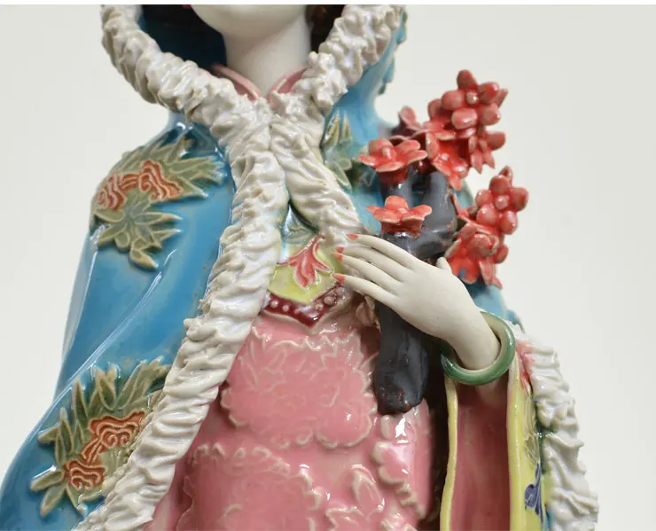 Винтаж китайский Shiwan Художественная Керамика ручной работы Керамика фарфор Восточный леди фигурка статуи скульптура, декор Коллекционные сувениры