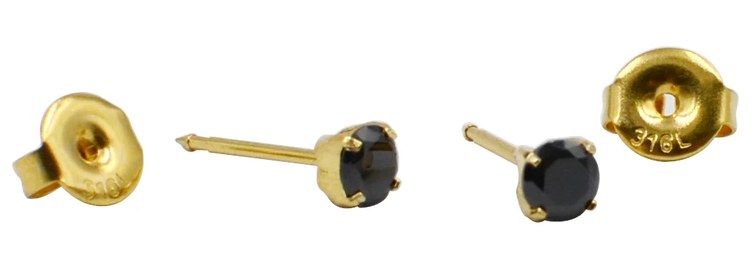 1 пара высокого качества 24K золотое покрытие гипоаллергенно серьги-гвоздики стерильные гвоздик для пирсинга Циркон Серьги для женщин