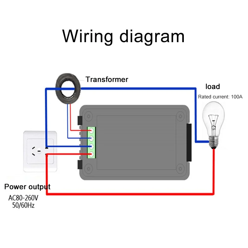 AC 6 In1 220V 100A однофазный цифровой Панель Амперметр вольт ватт кВтч Мощность измеритель коэффициента мощности с Разделение CT