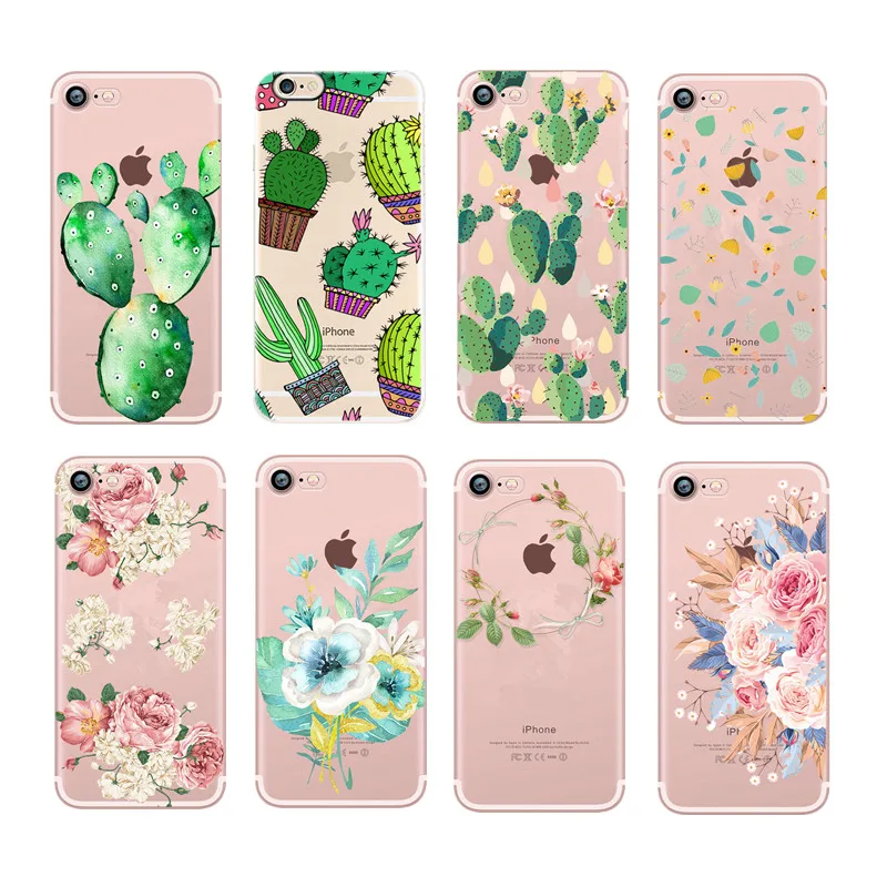 Plant Pattern Soft TPU Case For iPhone 7 8 Silicone Beautiful Plus X 6 6S 5 5S SE Floral Back Funda |