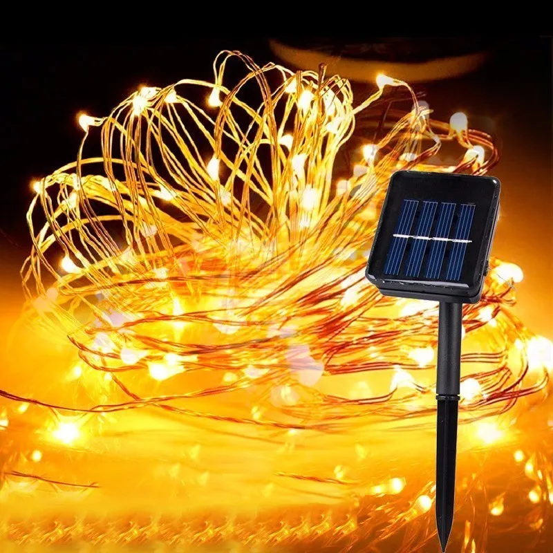 10M Solar String Lights 100 LED Garlands Fairy Light Xmas Copper Wire Light Christmas Garden LED Lamp Holiday Decoration Wedding