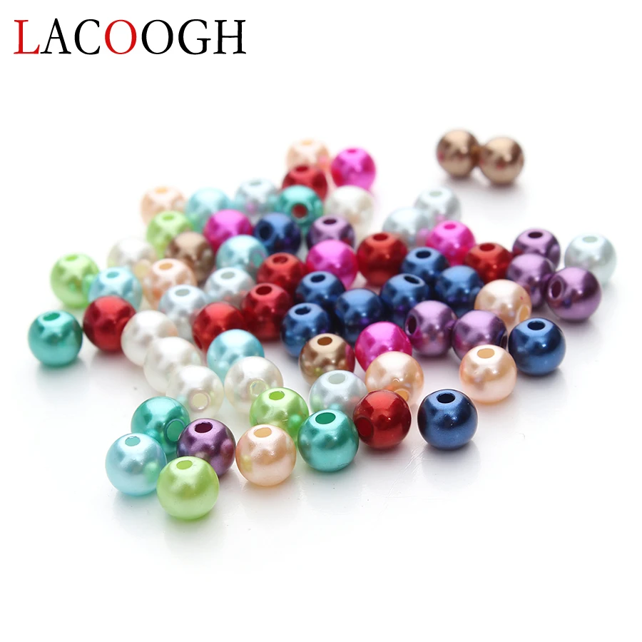 

100pcs/lot 6 8 10 mm Acrylic Imitation Pearl Beads Necklace Bracelets Findings Round Spacer Ball Beads For Diy Jewelry Making