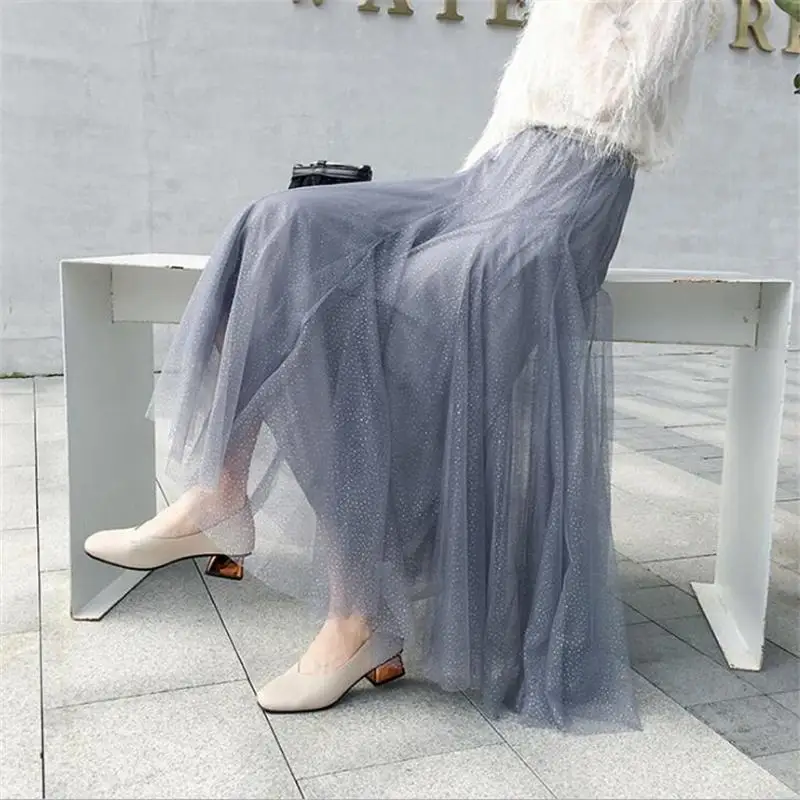 Женская одежда, Новое поступление, Женская плиссированная юбка на весну и осень, пышная юбка из сетчатой ткани, милая модная юбка для девочек