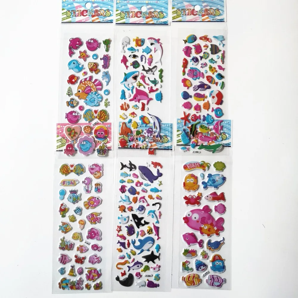 9 Sheets different Cute Pet DIY Stickers Cartoon Animal car Airplane Fish Dinosaur Sticker Emoji PVC Scrapbook Gifts For Kids