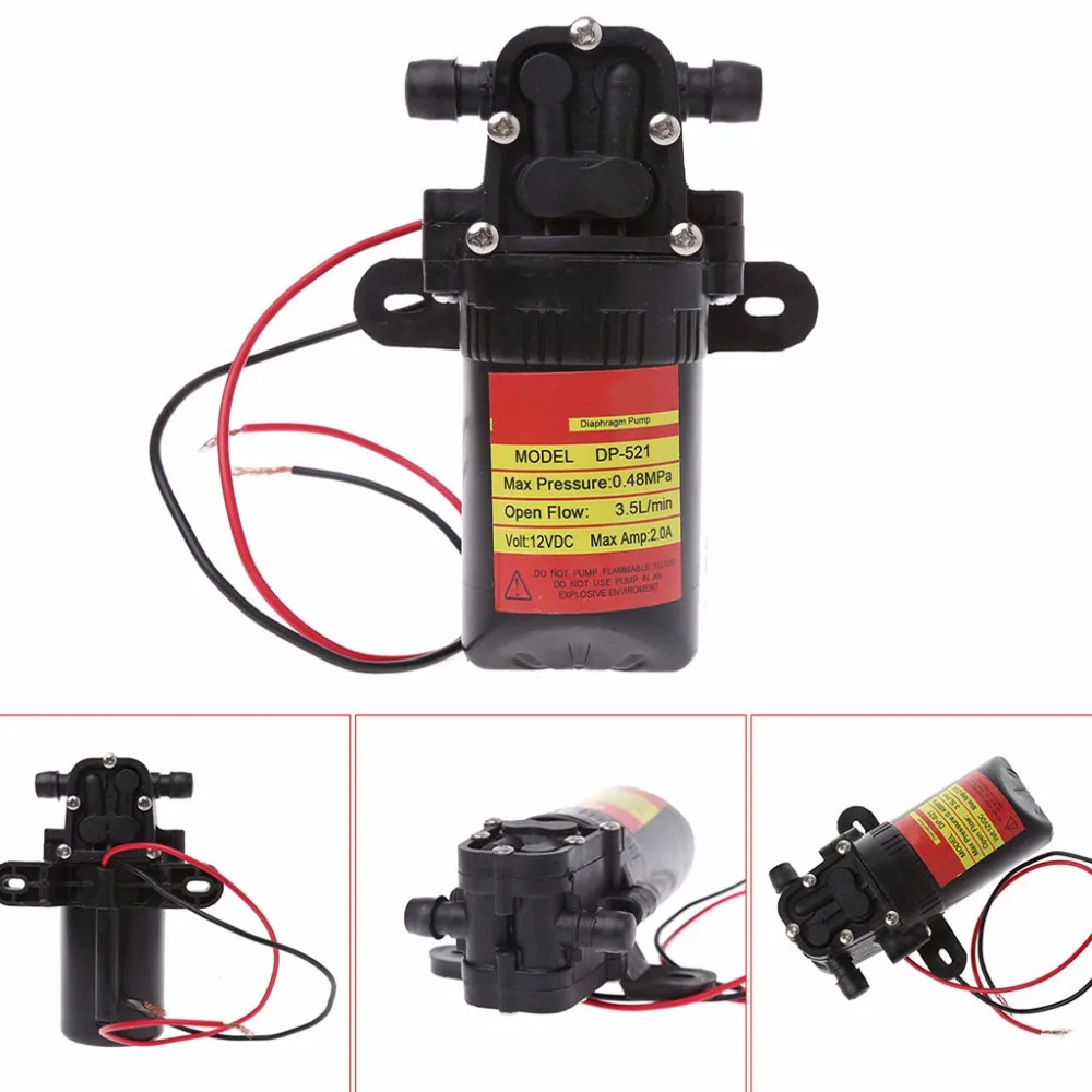 

DC 12V 3.5L/Min 0.48MPa 70 PSI Diaphragm High Pressure Self Priming Water Pump