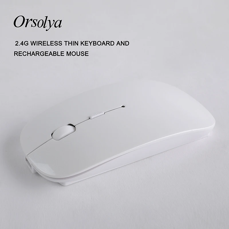  2.4G Wireless Thin Keyboard and Rechargeable Mouse Combo English/Russian Keyboard Orsolya Silent ke