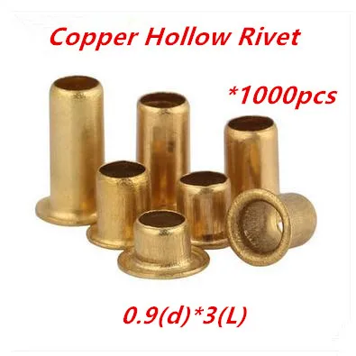 

1000PCS M0.9(d)*3(L) copper hollow rivet tubular rivets double-sided circuit board PCB vias nails