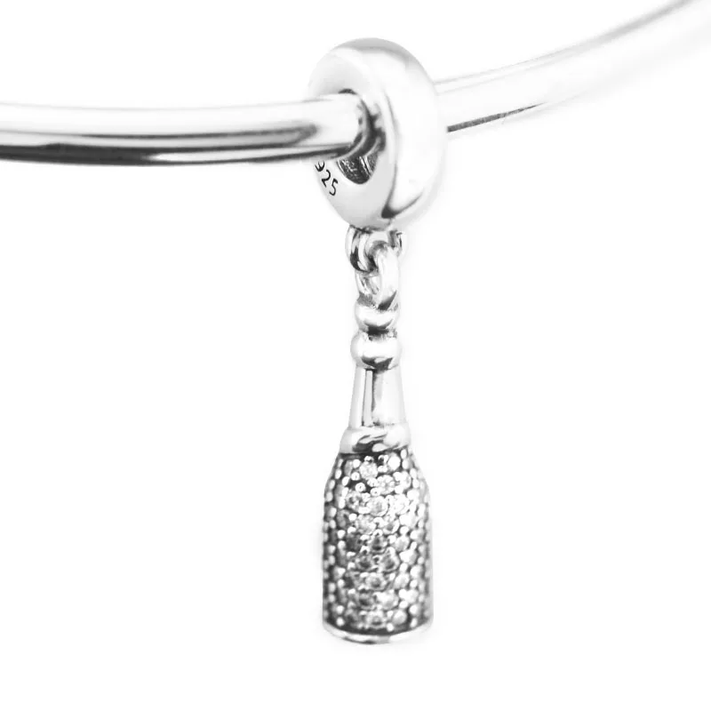 

100% 925 Sterling Silver Celebration Time Dangle Charms With Red Enamel & Clear CZ Fit Bracelets & Necklaces YL591