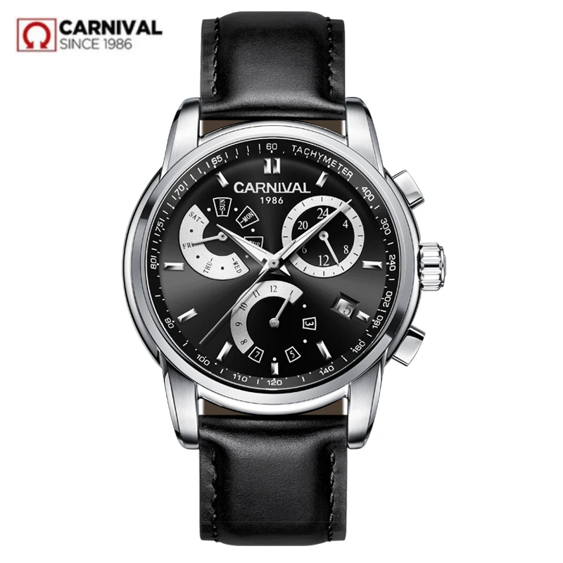 

Carnival luxury brand automatic mechanical watches men full steel clocks waterproof men watch genuine leather montre saati reloj